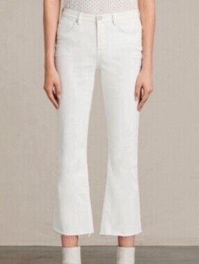 ALL SAINTS Zoe Cropped Frayed Hem Bootcut Jeans